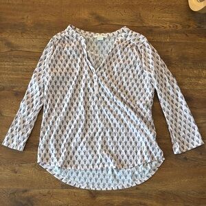 H&M Light Pink 3/4 Sleeve Women's Top with Hot Air Balloon Pattern